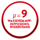 Wasserdampfdiffusionswiderstand µ = 9